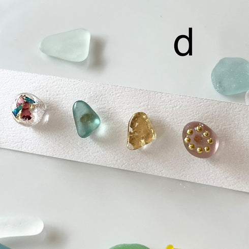 琵琶湖グラス 四つ玉ピアス プチピアス4こセット