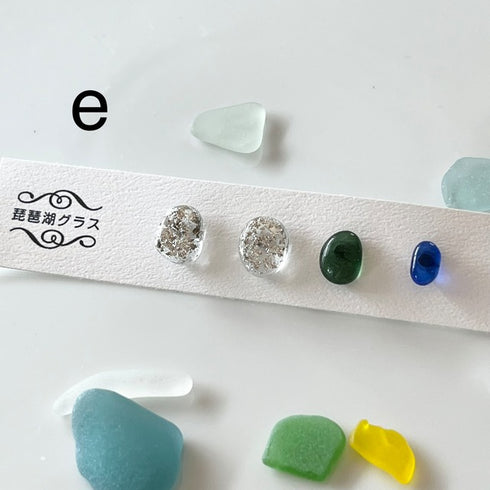 琵琶湖グラス 四つ玉ピアス プチピアス4こセット