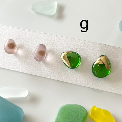 琵琶湖グラス 四つ玉ピアス プチピアス4こセット