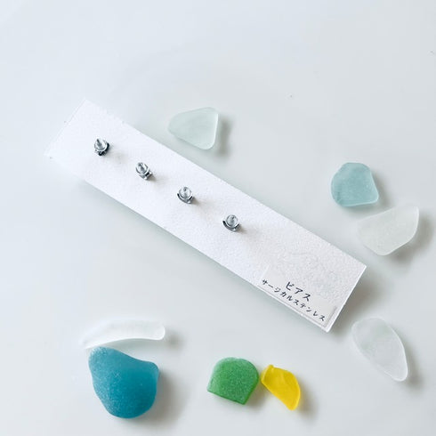 琵琶湖グラス 四つ玉ピアス プチピアス4こセット