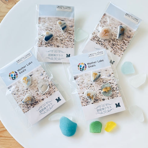 琵琶湖グラス ビーチ陶器ピアス 4種