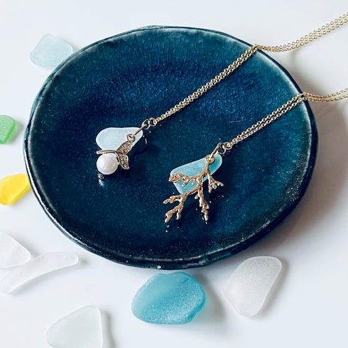 琵琶湖グラスネックレス サンゴ/ホエールテール 各種