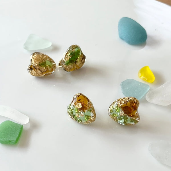 琵琶湖グラス キラキラハートピアス&イヤリング