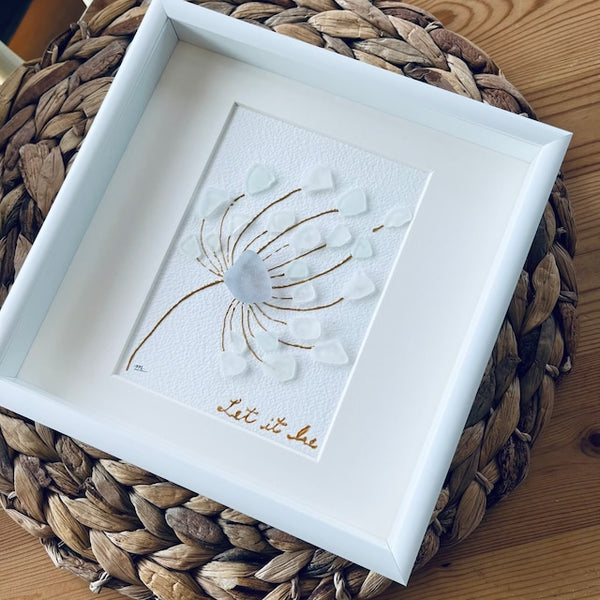 琵琶湖グラスアートフレーム【Flower/Let it be】ハンドメイドインテリア小物、飾り