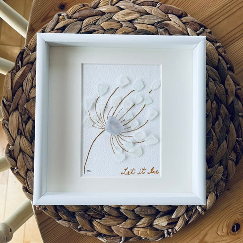 琵琶湖グラスアートフレーム【Flower/Let it be】ハンドメイドインテリア小物、飾り