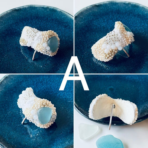 ポニーフック つぶつぶビーズ✖️シーグラスのヘアアクセサリー琵琶湖グラス