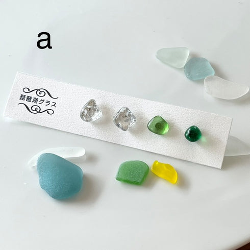 琵琶湖グラス 四つ玉ピアス プチピアス4こセット