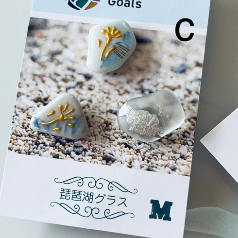琵琶湖グラス ビーチ陶器ピアス 4種