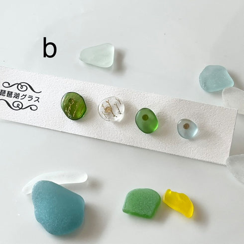 琵琶湖グラス 四つ玉ピアス プチピアス4こセット