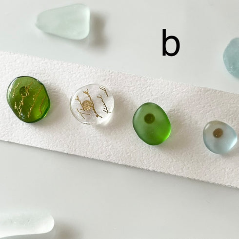 琵琶湖グラス 四つ玉ピアス プチピアス4こセット