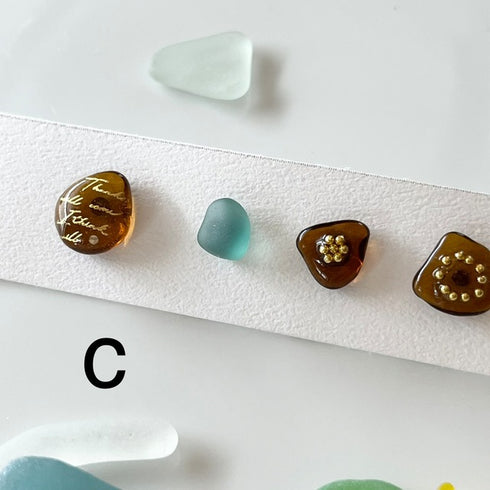 琵琶湖グラス 四つ玉ピアス プチピアス4こセット