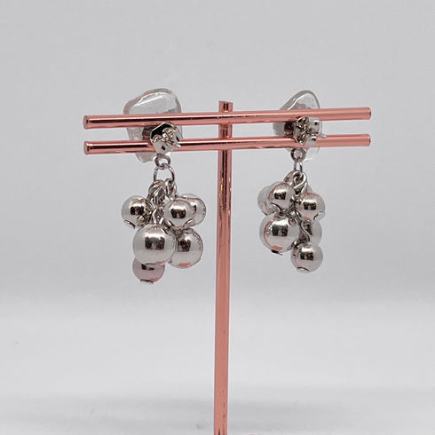 琵琶湖グラス メタルビーズのぶどうピアス