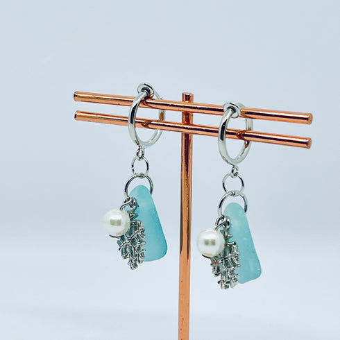 琵琶湖グラス 雪の結晶イヤリング