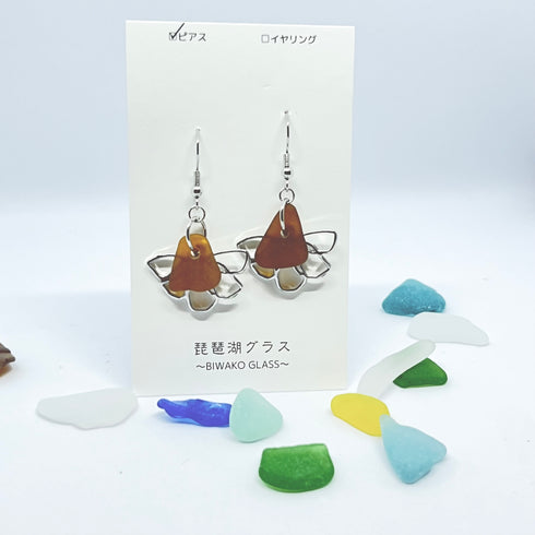 琵琶湖グラス 花びらピアス