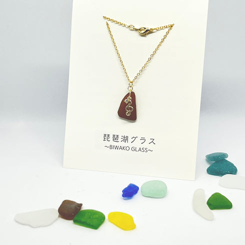 琵琶湖グラス ビーチグラス×MUSIC ネックレス