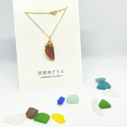 琵琶湖グラス ビーチグラス×KEY ネックレス