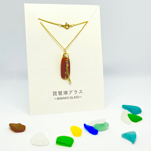 琵琶湖グラス 小枝チャームネックレス