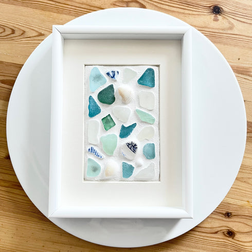 【ビーチグラスタイル】シーグラスアートフレーム ハンドメイド インテリア壁飾り