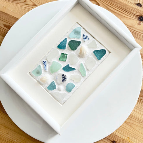 【ビーチグラスタイル】シーグラスアートフレーム ハンドメイド インテリア壁飾り