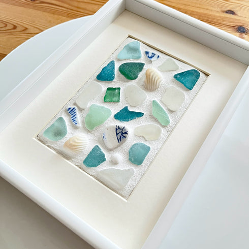 【ビーチグラスタイル】シーグラスアートフレーム ハンドメイド インテリア壁飾り