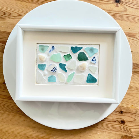 【ビーチグラスタイル】シーグラスアートフレーム ハンドメイド インテリア壁飾り