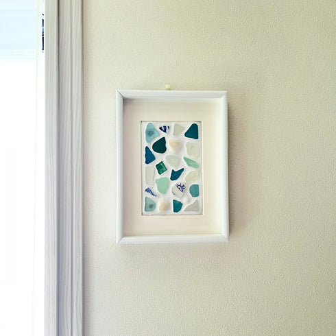 【ビーチグラスタイル】シーグラスアートフレーム ハンドメイド インテリア壁飾り