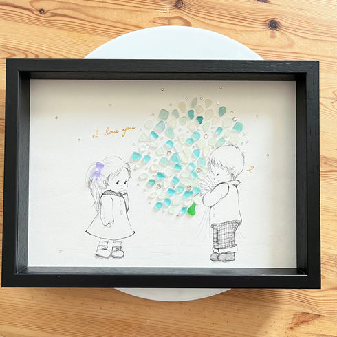 【flower】シーグラスアートフレーム ハンドメイド インテリア壁飾り