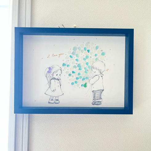 【flower】シーグラスアートフレーム ハンドメイド インテリア壁飾り