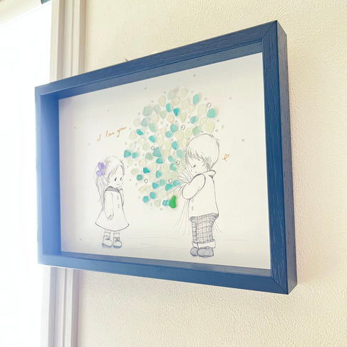 【flower】シーグラスアートフレーム ハンドメイド インテリア壁飾り