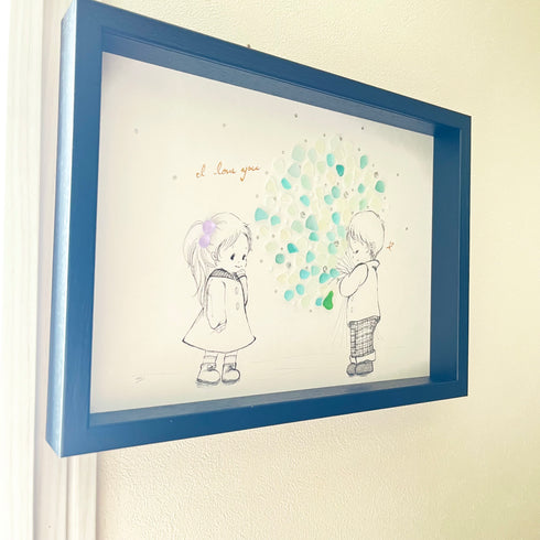 【flower】シーグラスアートフレーム ハンドメイド インテリア壁飾り