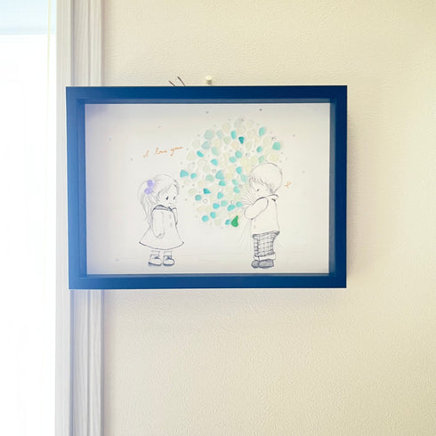 【flower】シーグラスアートフレーム ハンドメイド インテリア壁飾り