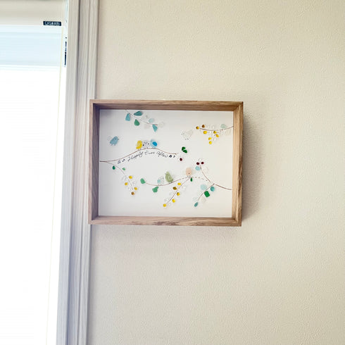 【ことり】シーグラスアートフレーム ハンドメイド インテリア壁飾り